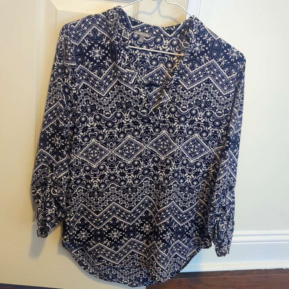 Charming Charlie half sleeve blue and white size small